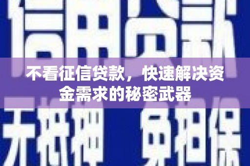褒忠不看征信贷款，快速解决资金需求的秘密武器