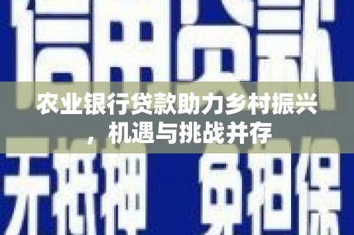 褒忠农业银行贷款助力乡村振兴，机遇与挑战并存